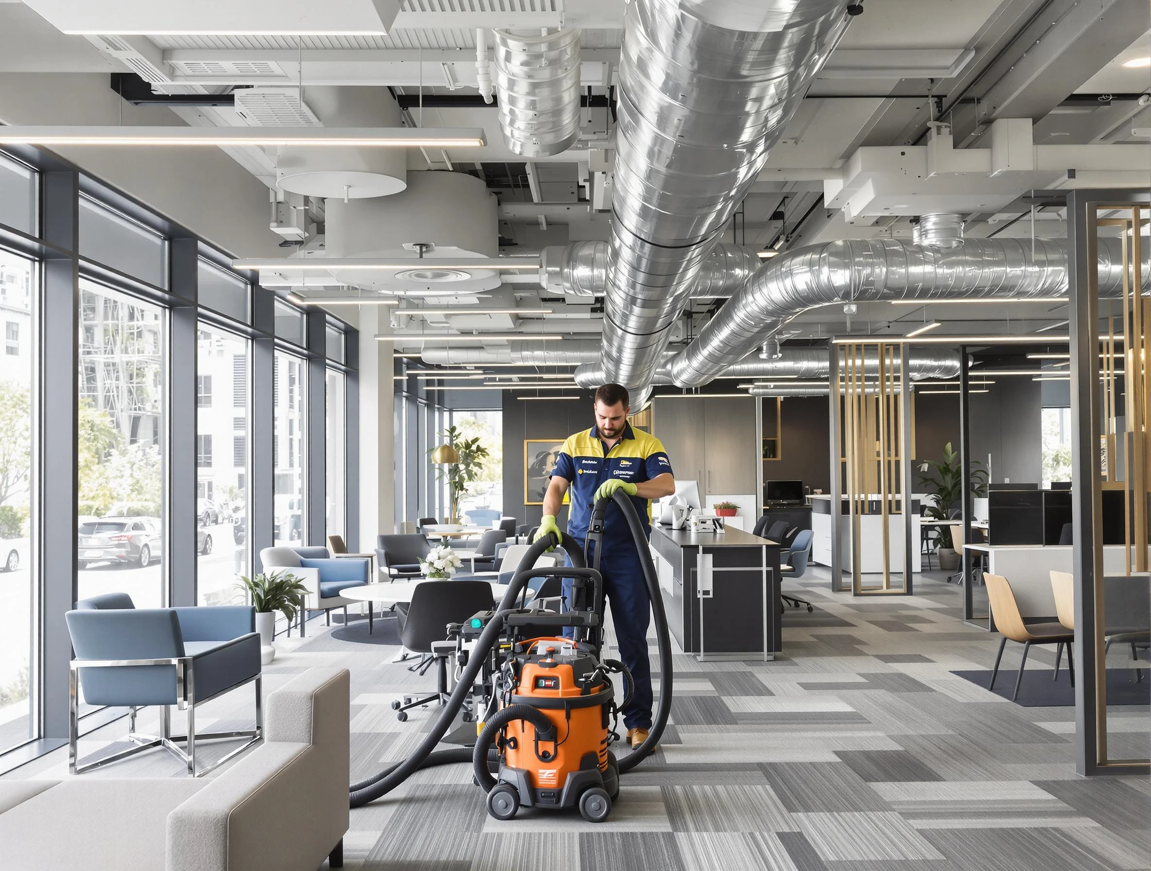 Redan Air Duct Cleaning team performing thorough commercial duct cleaning at a Redan business center